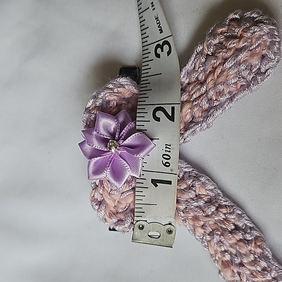 Hand Crafted Purple Crochet  Bow Hair Clip Accessory 2.5" black alligator clip - Picture 11 of 17